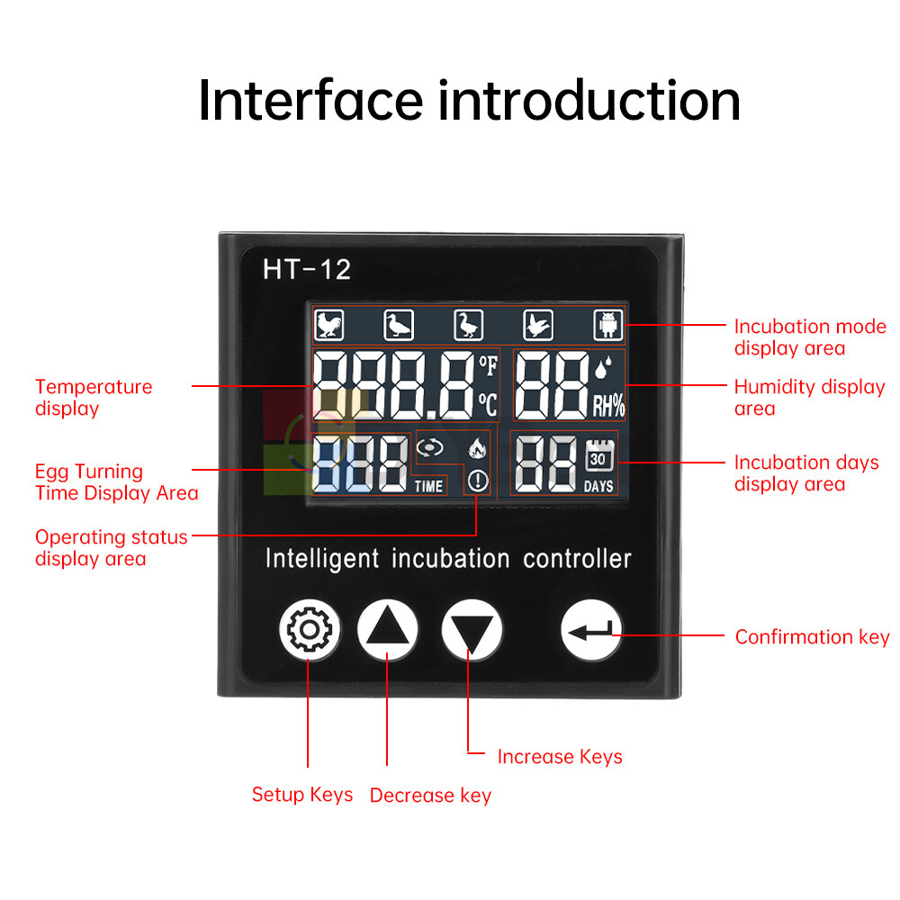 HT-12 Incubator Digital Temperature Controller Thermostat Temp Humidity Control