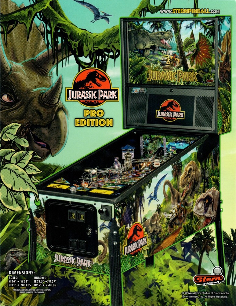 Stern Jurassic Park (Pro) Pinball Flyer *MInt Condition*