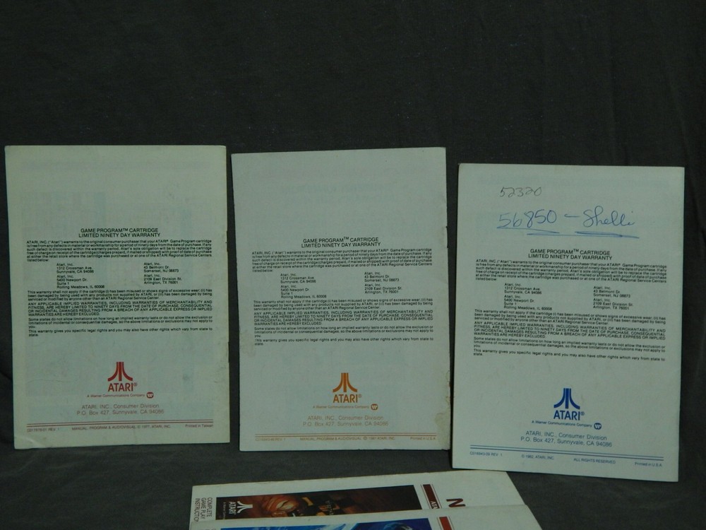 Atari Game Program Instruction Manuals (LOT of 5) Pac-Man + Night Driver +
