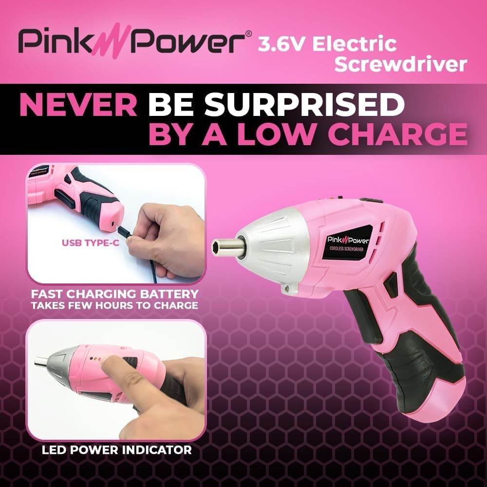 Professional Women's Cordless Drill Set - Mini Rechargeable Screwdriver Kit