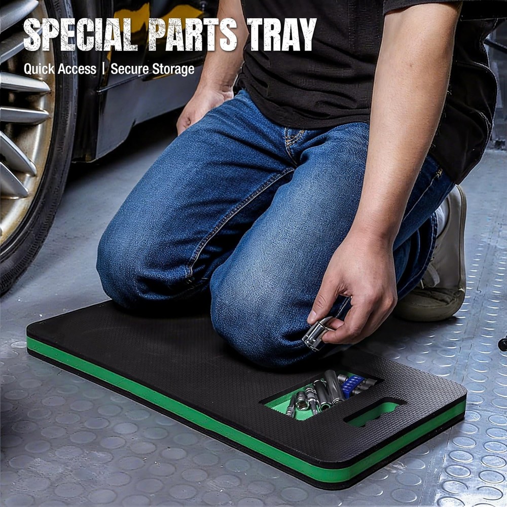 SK Extra Thick Kneeling Pads for Work, Mechanic Mat with Tool Tray & Handle, Hig