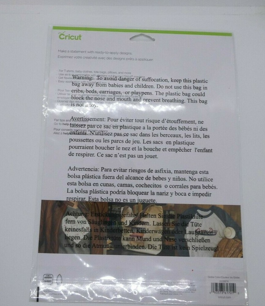 Cricut Iron-On Design Globe & Airplane **