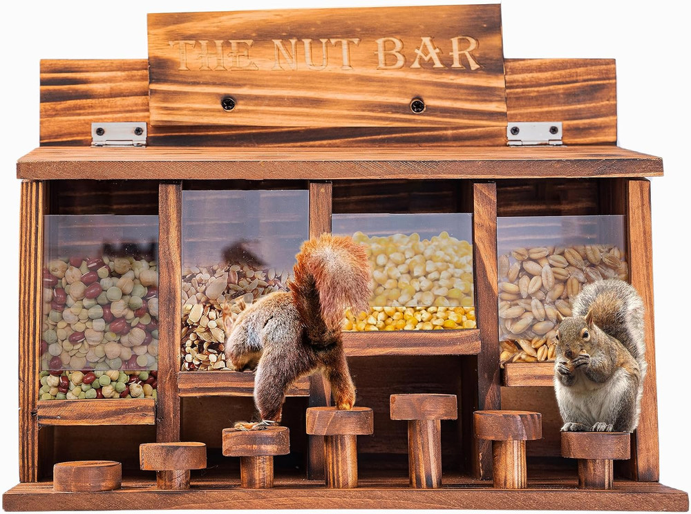 Squirrel Feeder Table, Wooden Squirrel Picnic Table Feeder, Durable Squirrel Fee