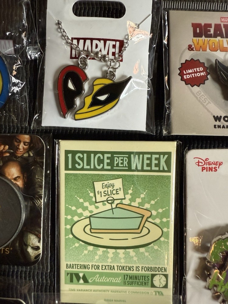 Assorted MARVEL Enamel Pins & Necklace - Deadpool & Wolverine, Loki, Agatha…