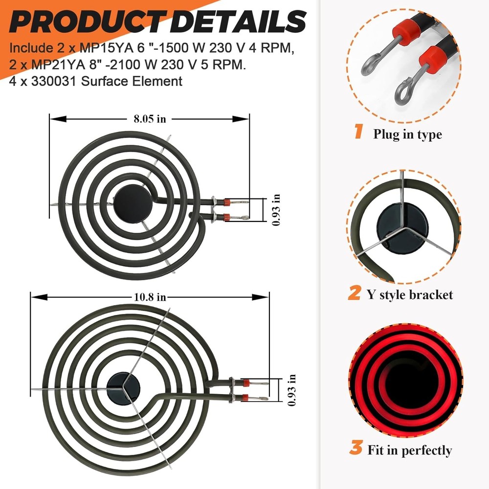 Electric Range Burner Element Set