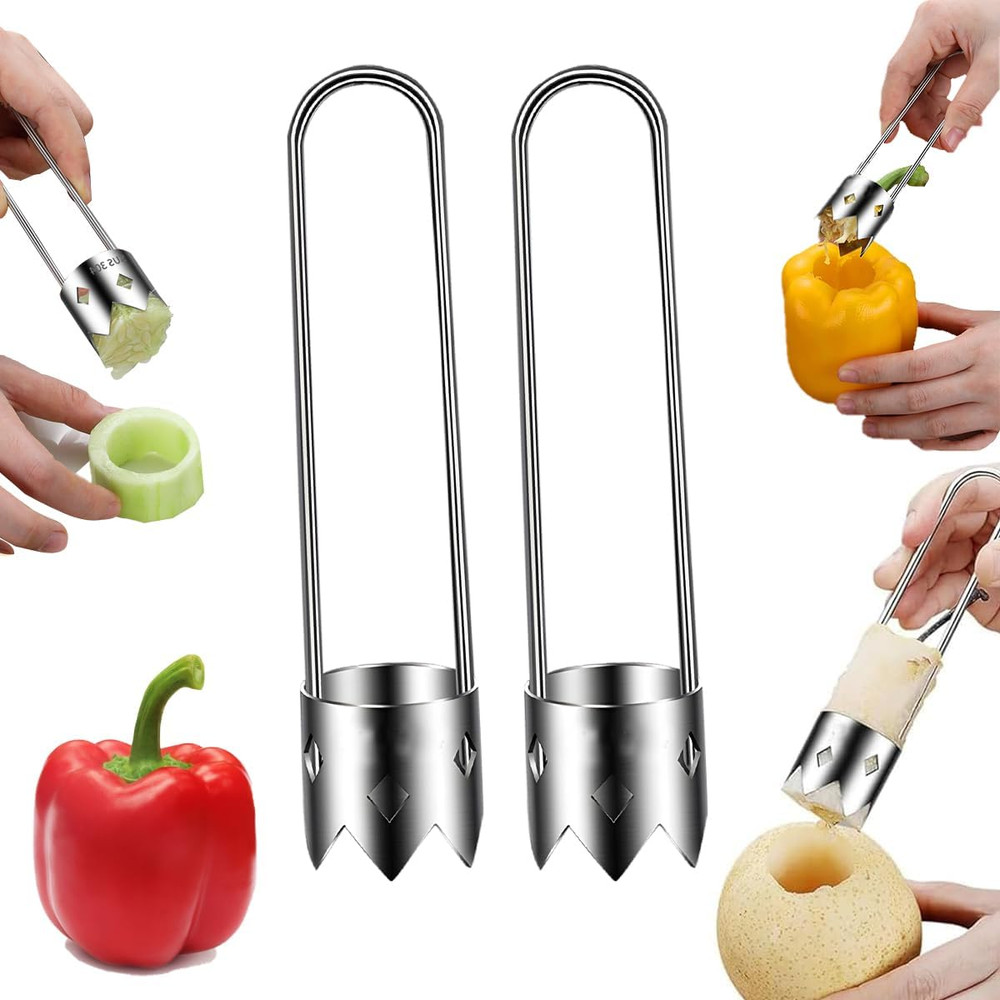 2 PCS Red Bell Pepper Seed Corer-Multifunctional Fruit and Vegetable Core Remove