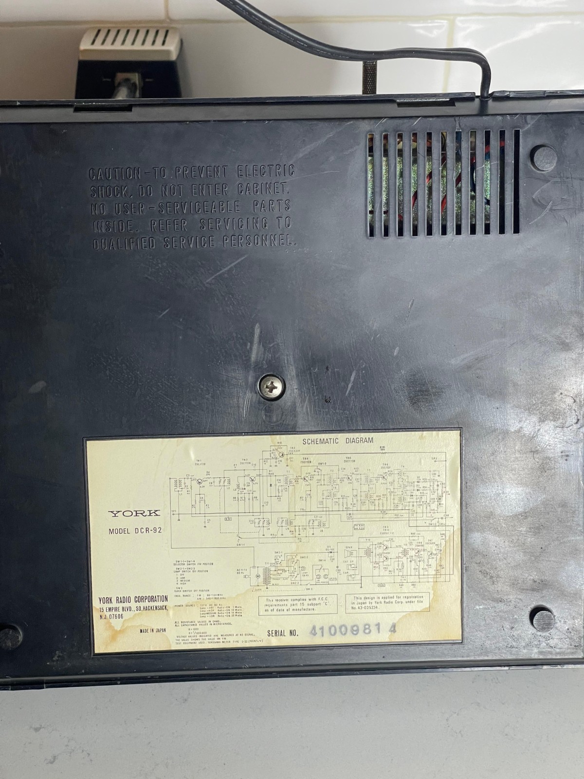 1960s Solid State YORK Rosewood MCM Clock Radio Desk Bedside Table Lamp.