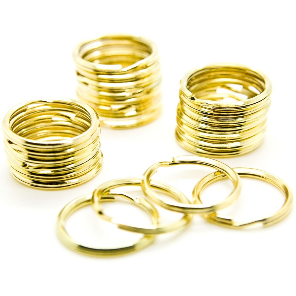 LOT 25 GOLD KEY RING ~ 24mm 1" Split Ring - FREE SHIP