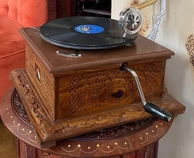 HMV Fully Functional Vintage Gramophone Working Phonograph win-up Record Player