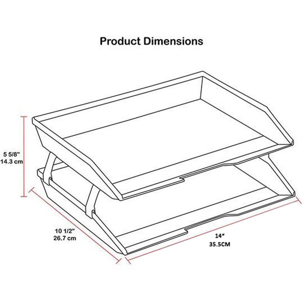 2 Tier Letter Tray Clear Blue Plastic Side Load Desktop File Organizer
