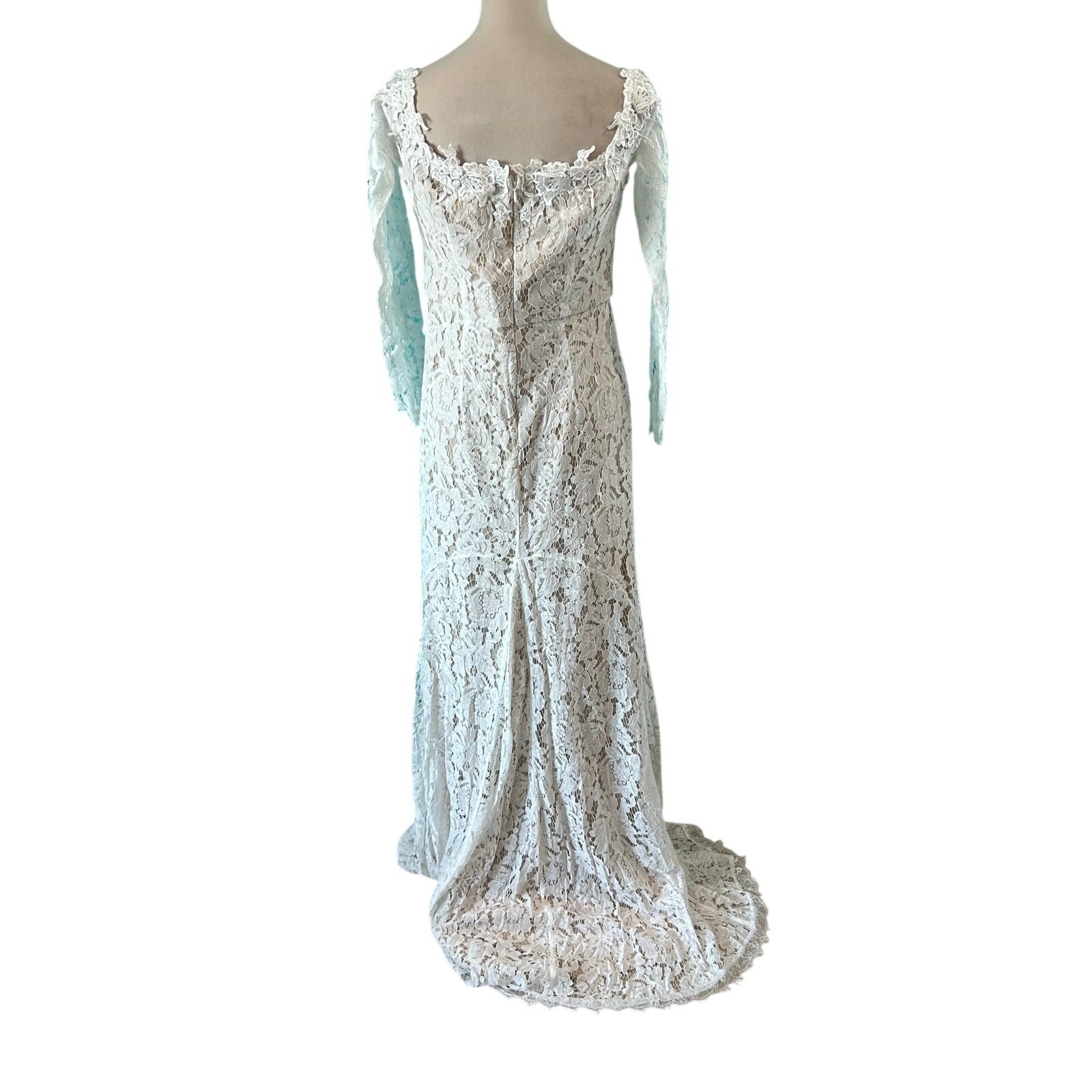 NWT Lulus Romance Dreamer White Lace Off-the-Shoulder Maxi Dress Bridal Bride L