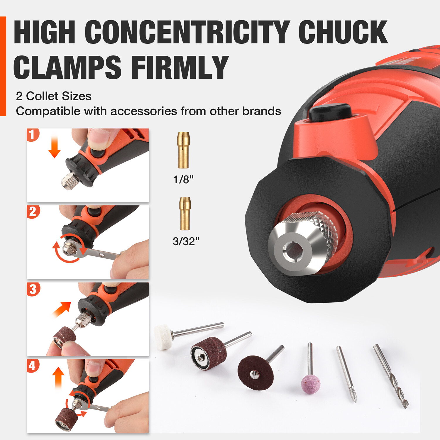 ValueMax 1.2Amp Corded Dremel Rotary Tool Kit 5 Variable Speed with Storage Case