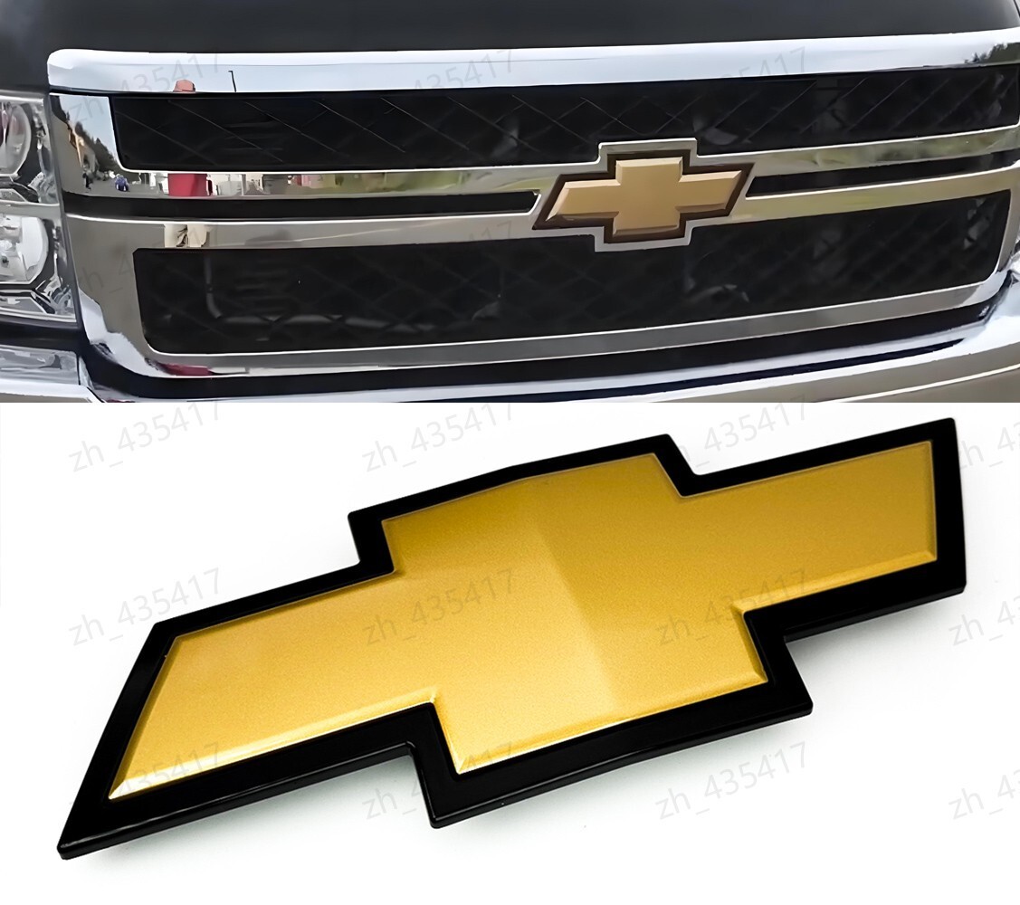 Front Bowtie Emblem Gold Black Fit 2011-2014 Silverado 2500HD 3500HD PN 22829420