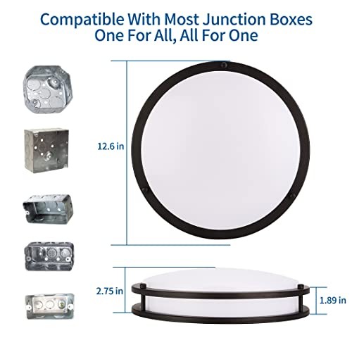 2Pack LED Flush Mount Ceiling Light Fixture, 13” 20W On/Off Switch 13Inch ORB