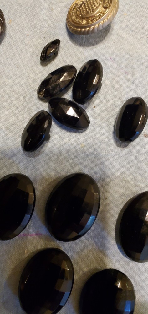 Antique Buttons Black Glass 200+