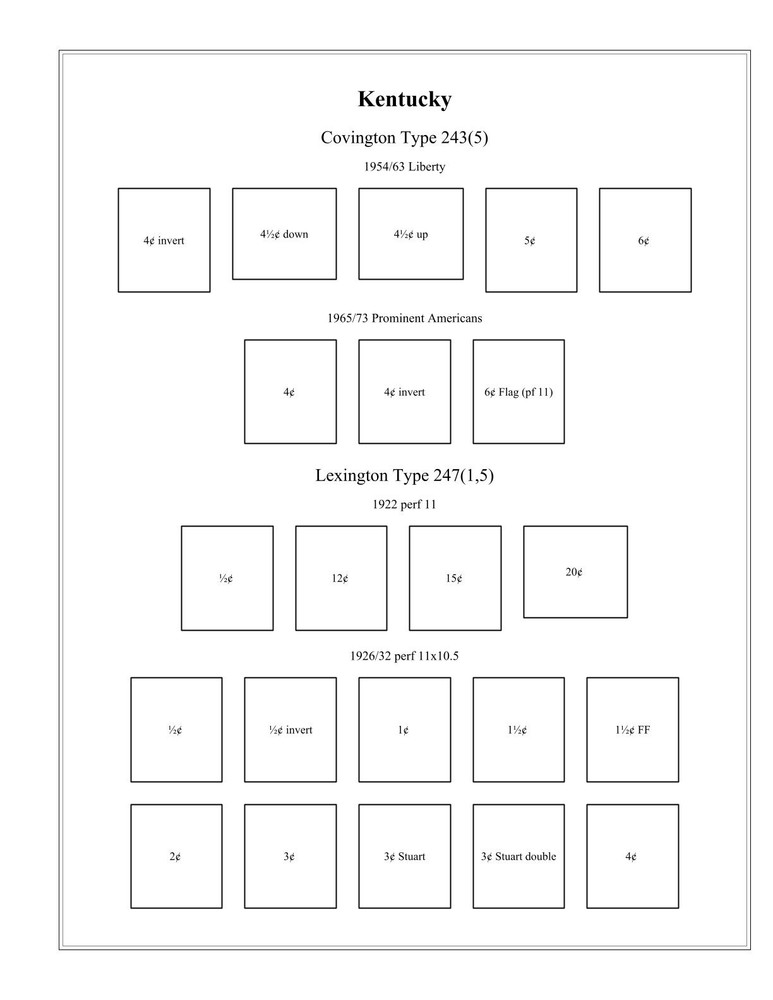 Kentucky DLE Precancel Double Line Electro 18 Pages in Sheet Protectors
