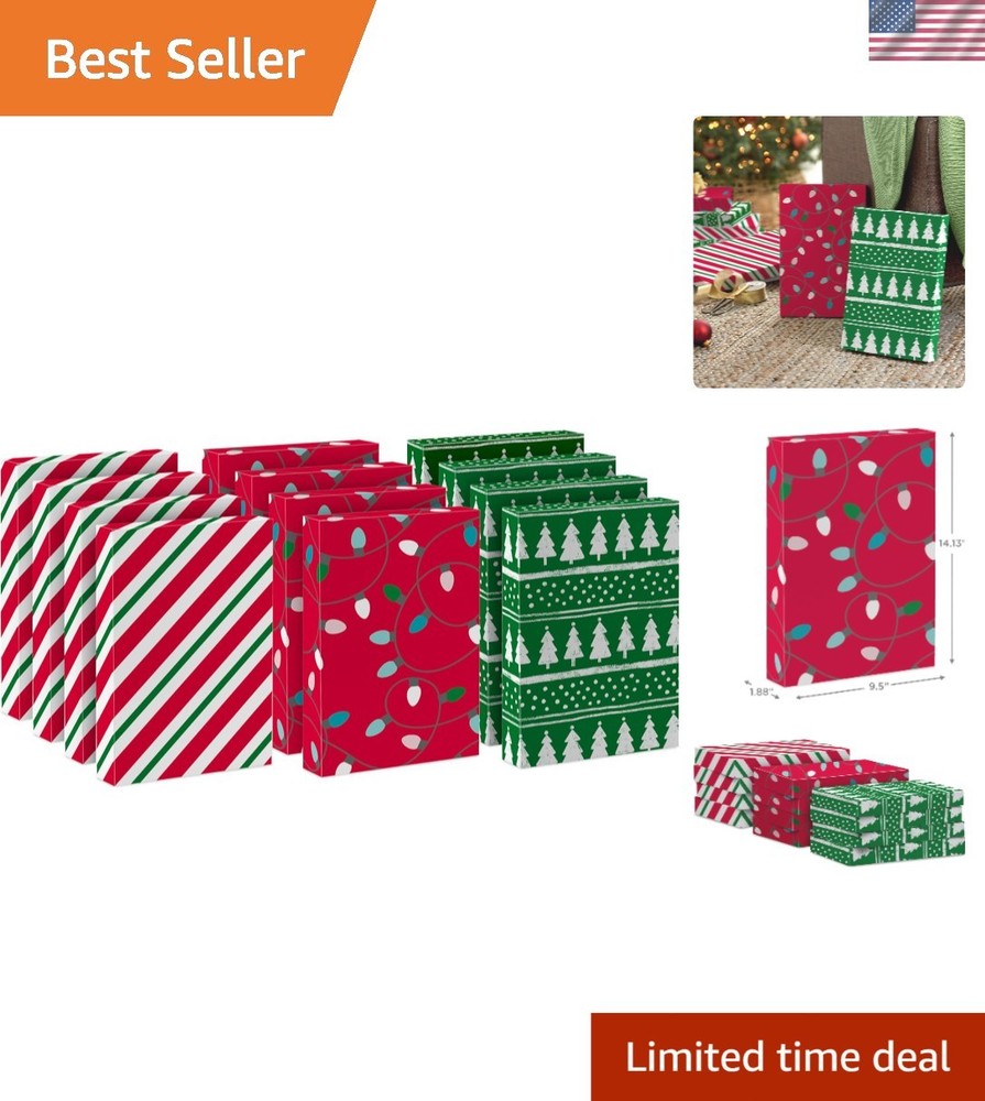 Christmas Gift Boxes with Lids 12 Pack Medium Holiday Present Boxes