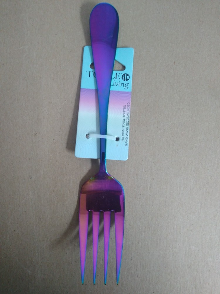Towle Living Basic Rainbow Colorful Large Cold Meat Fork