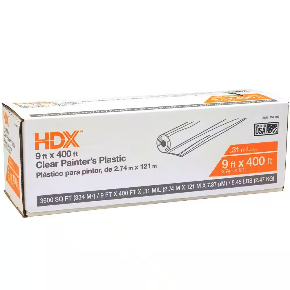 9 Ft. X 400 Ft. 0.31 Mil High Density Plastic Painters
