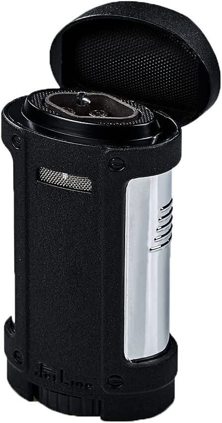 JetLine Bugle Master Quad Jet Torch Cigar Lighter - Black - New