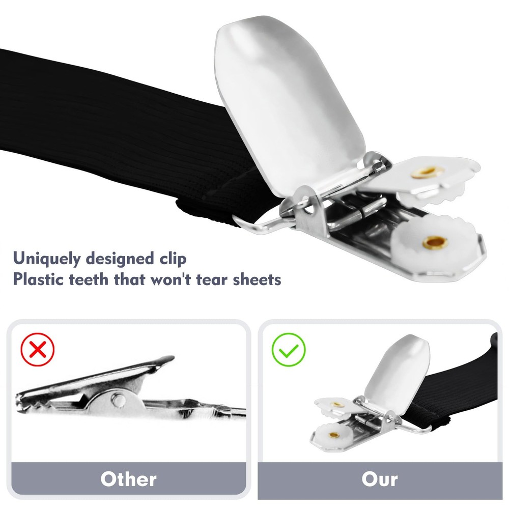 TEESSUE 4 Pcs Bed Sheet Straps, Adjustable Fitted Sheet Clips Keeping Sheets ...