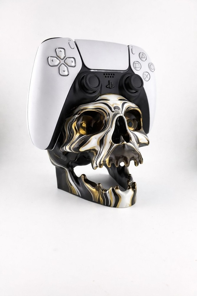 3D Printed PS5 Controller & Headset Stand Skull Display Holder PLA Random Color