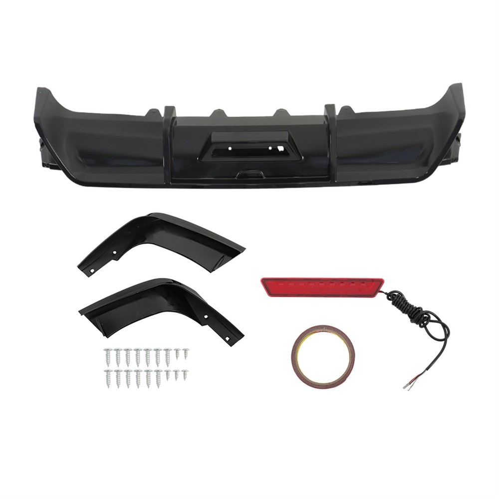 Bright Black Rear Bumper Diffuser with Brake Light for Camry 2018-2021