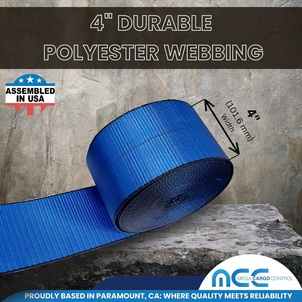USA 2 Pack 4" x 5' Roll Off Container Winch Strap w/ Flat Hook 5400 LBS BLUE