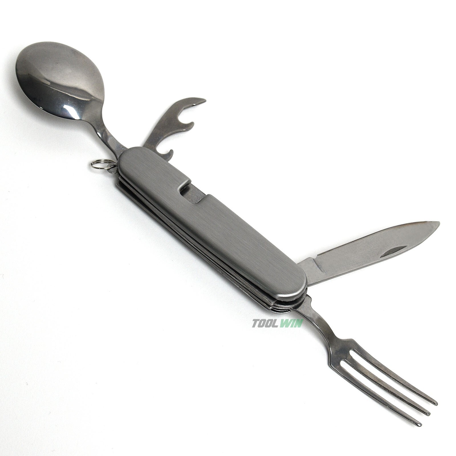 4-in-1 Folding Camping Cutlery Set Eating Utensil Fork Knife Spoon Mess Kit