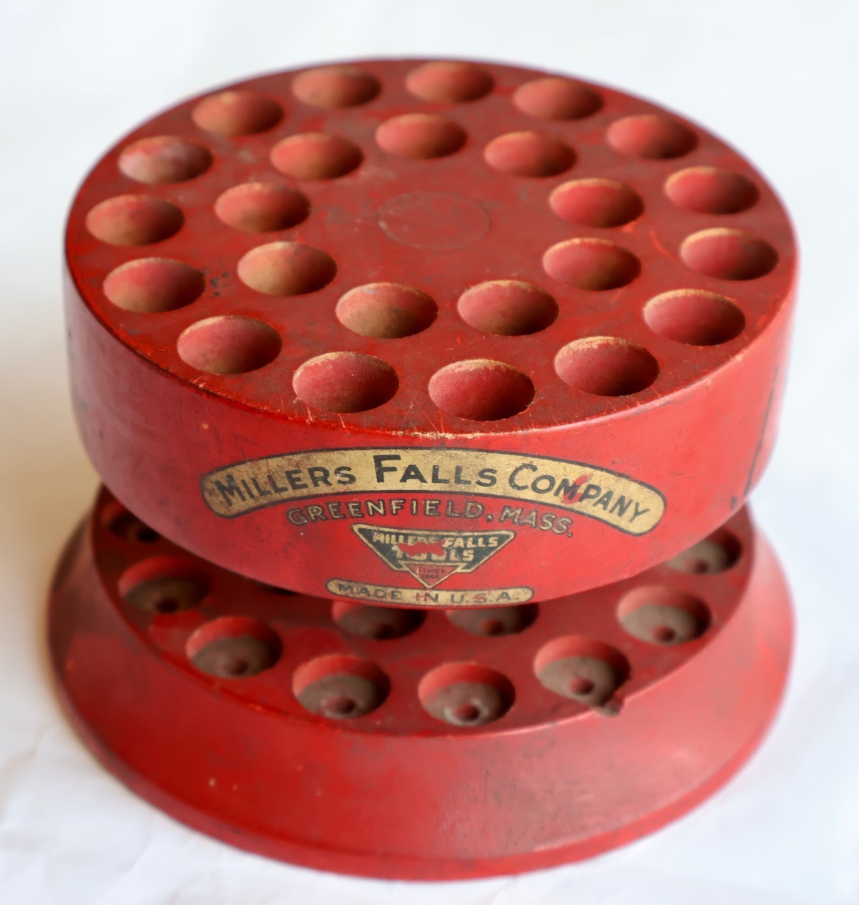 Millers Falls Co. Wood Counter Top Drill Bit Holder / Port Norris NJ / MTT