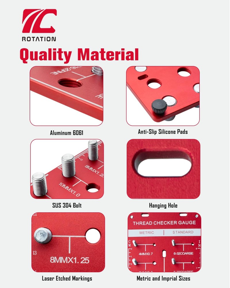ROTATION Thread Checker, Nut and Bolt Gauge, Size Identifier...