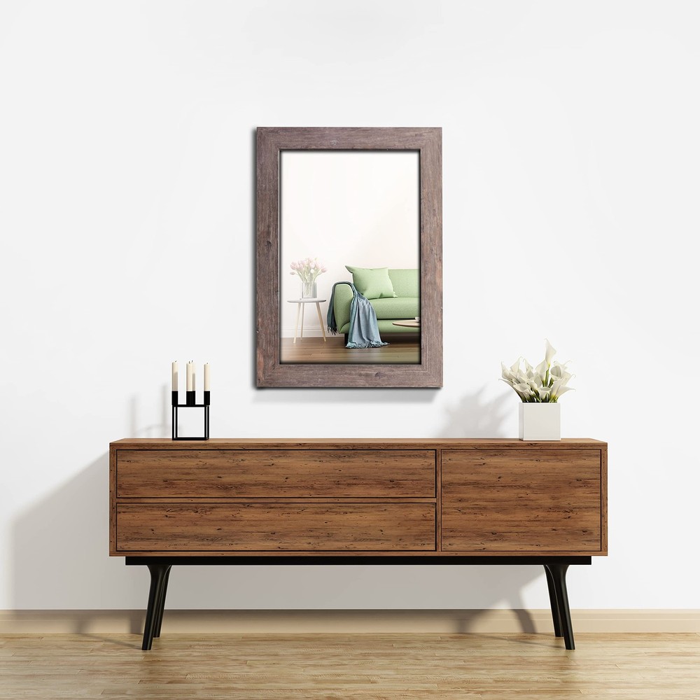 Rectangular Mirror with Frame Rustic 20x28‘’ Wall Mounted Rustic Vanity Mirro...