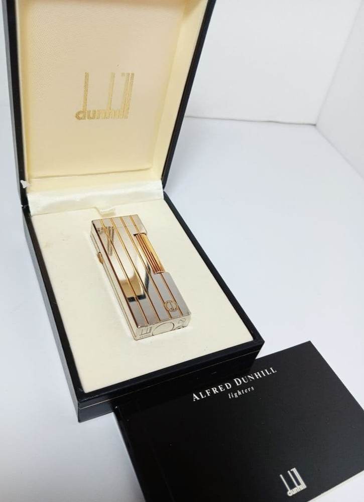 Working Dunhill Rollagas lighter silver gold with box