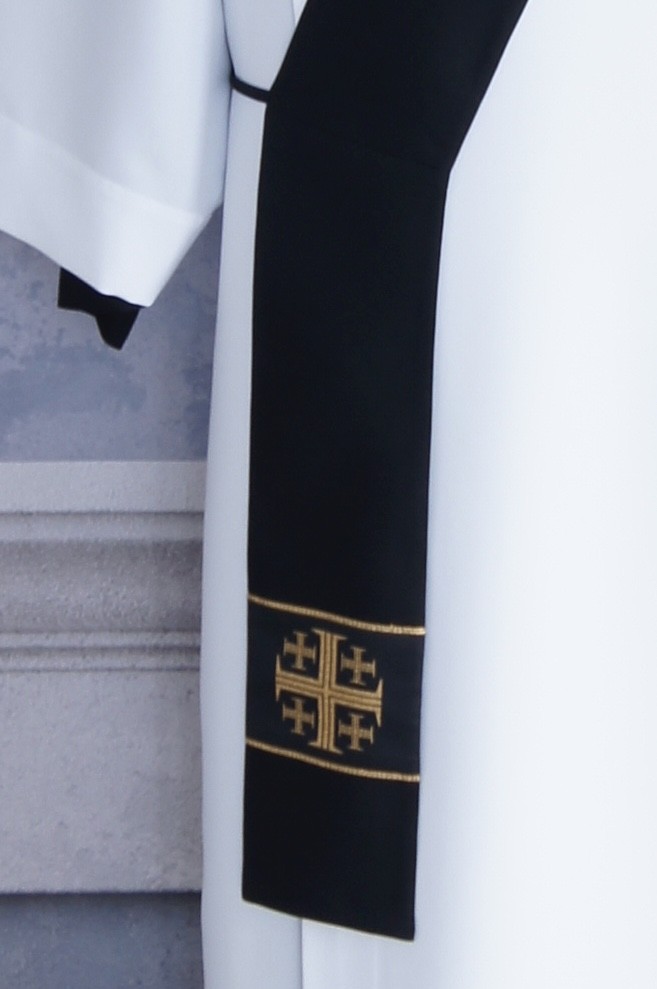 DEACON stole BLACK with Golden Jerusalem Cross