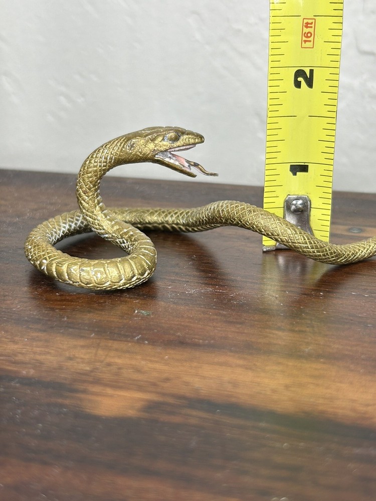AUSTRIAN POLYCHROMED BRONZE SNAKE AND FROG SCULPTURE