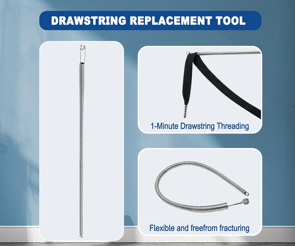 1/2" x 59" Flat Drawstring Cord with Easy Threader Drawstring Replacement for Sw