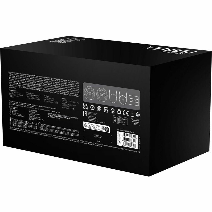 Creative Pebble X 2.0 Bluetooth Speaker System - 15 W RMS - Black