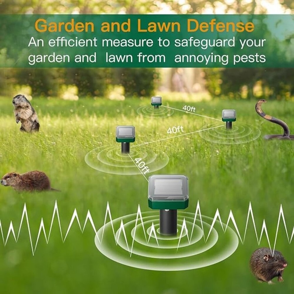 Solar Mole Repellent Stakes - Green - NWOT
