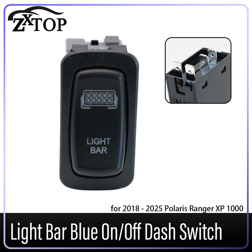 For 2018 - 2025 Polaris Ranger XP 1000 Light Bar Blue On/Off Dash Switch New