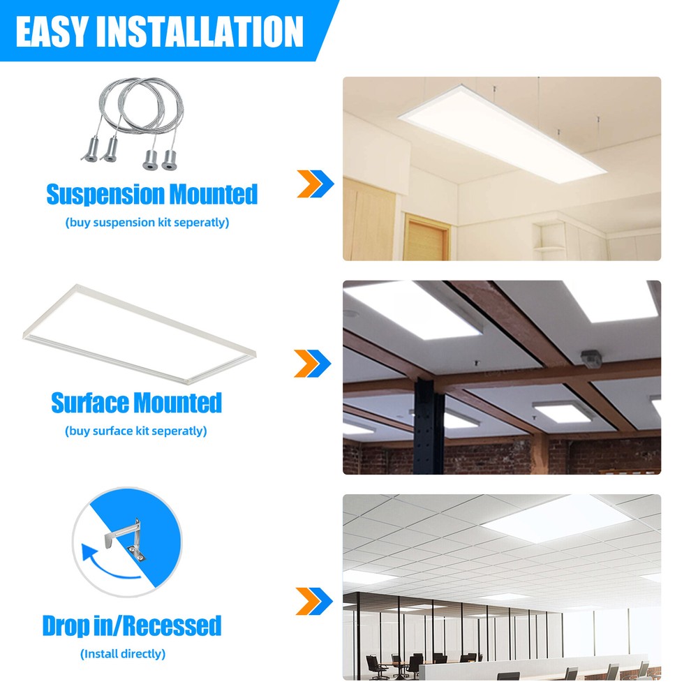 4x2FT LED Flat Panel Troffer Light 75W 7800LM Drop Ceiling Light 5000k,ETL,4Pack