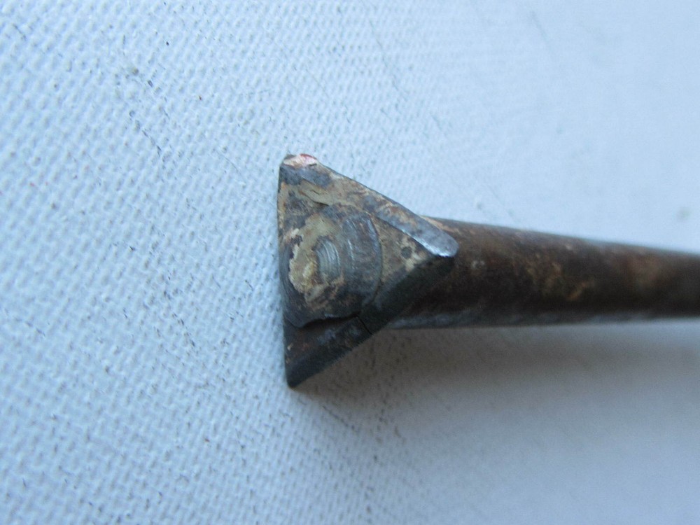 Vintage Triangular Paint Scraper Wood Handle 9" End to End 1/2" Blade Edge