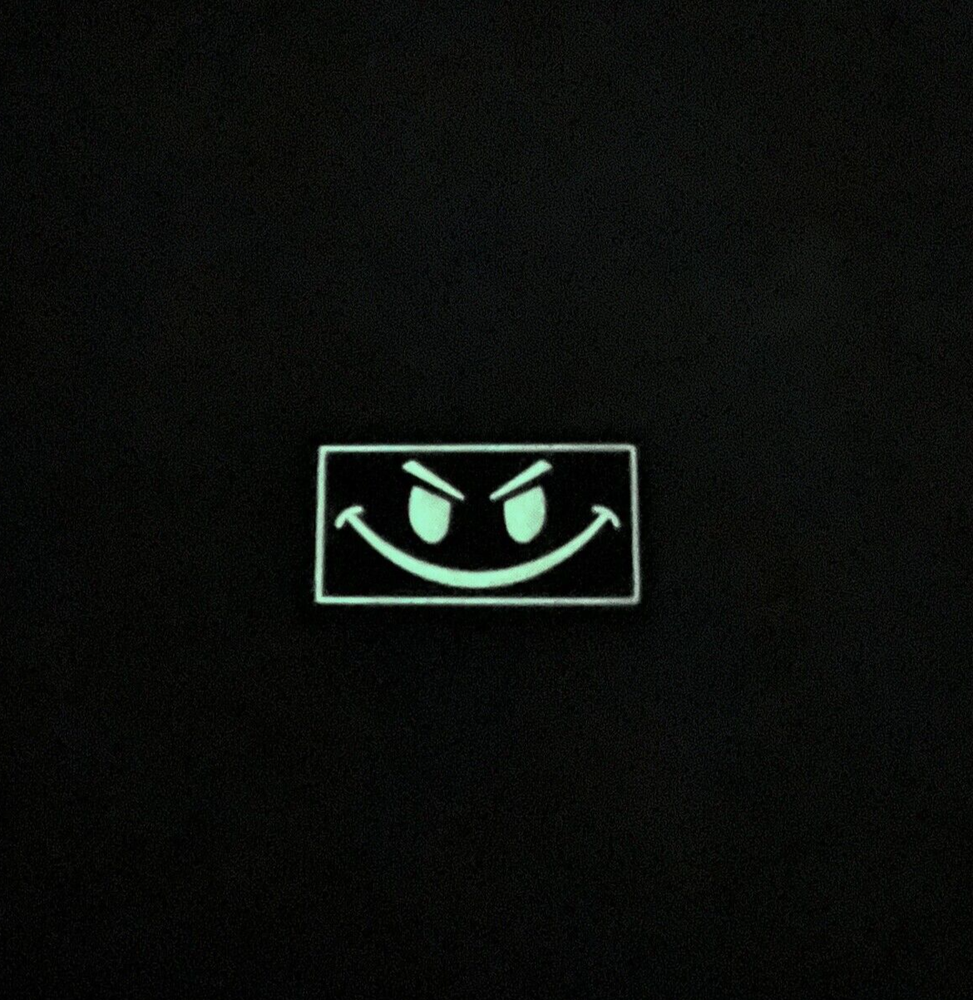 Tactical PVC Patch - Evil Smiley Face Patch - Glow in Dark Morale Funny Patch