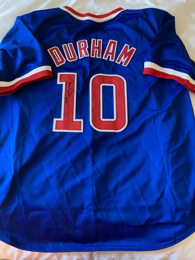 Cubs Leon Durham signed jersey with WCOA
