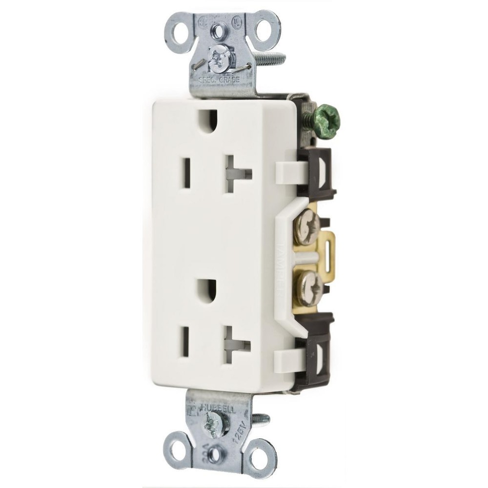 Wiring Device-Kellems DR20WHITR 1-Phase Decorator Duplex Tamper Resistant