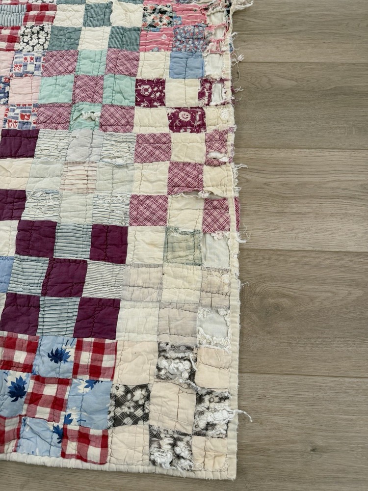 Old Vintage Patchwork Quilt 63 X 74