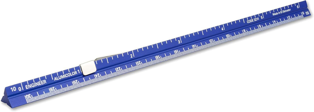 Aluminum Engineer Pocket Scale with Clip, 6IN, Blue