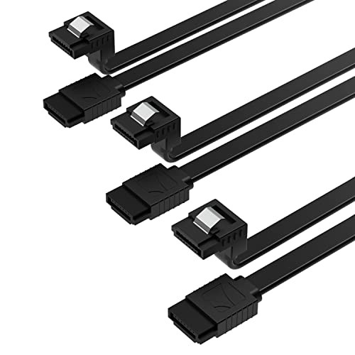 SATA III (6 Gbit/s) Data Cable with Locking Latch for Right Angle Black