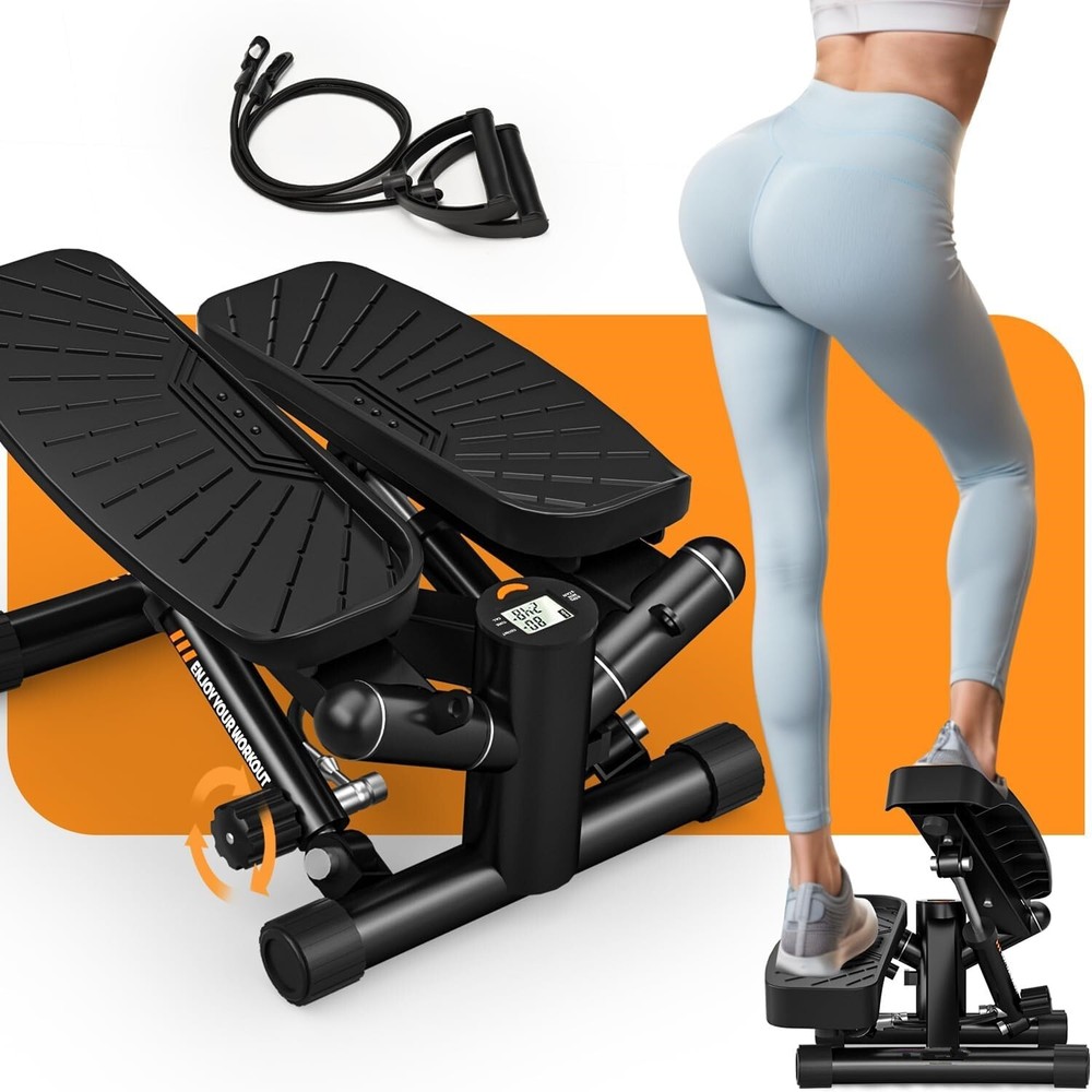 Steppers for Exercise at Home,Adjustable Resistance Mini Stepper (Black)