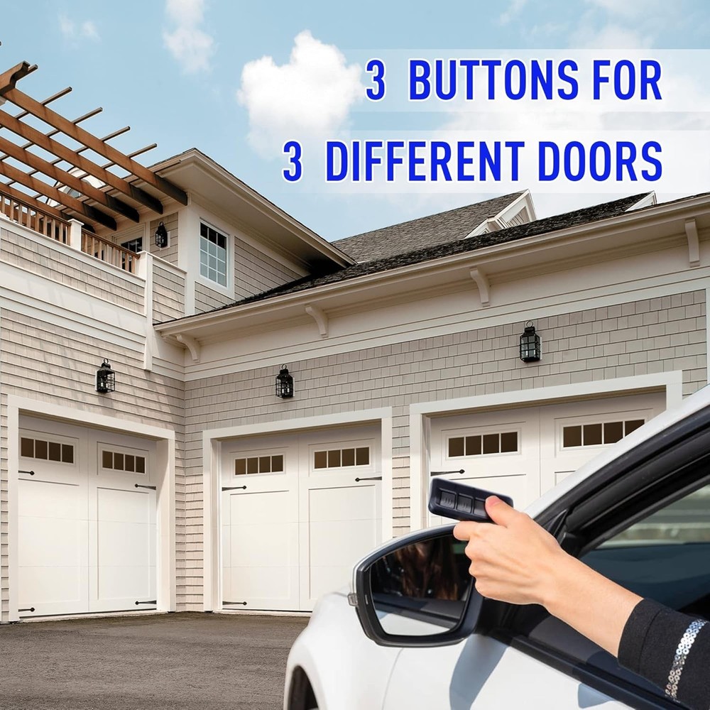 Elegant Universal Garage Door Remote with Visor Clip - 2 Pack, 3 Button Control