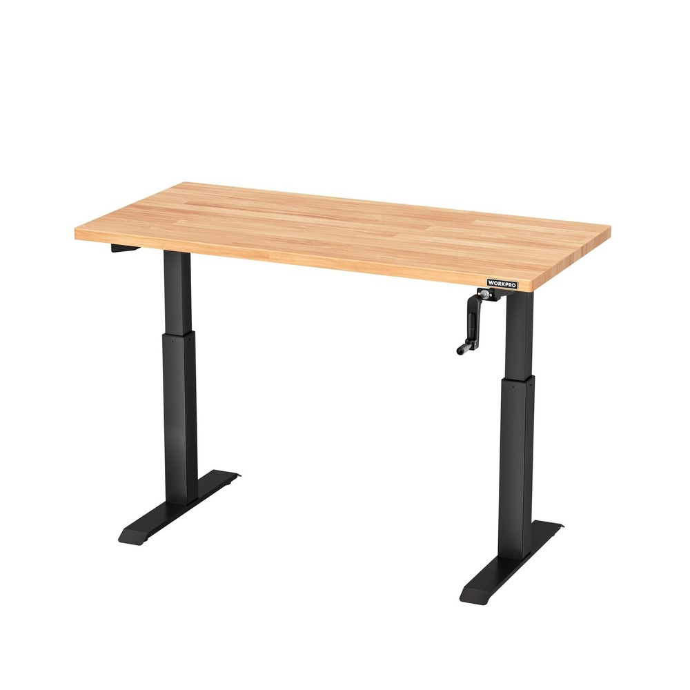 WORKPRO Adjustable Workbench with Crank Handle, 47.2" x 23.6" Rubber Wood Wor...